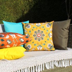 Folk Flora - Ochre - Outdoor Cushion